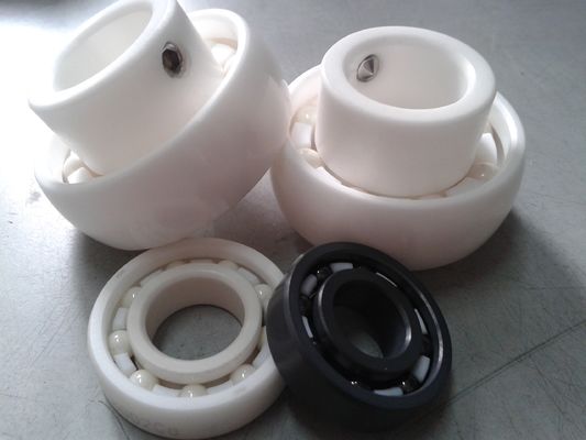 ZrO2 UC205 Ceramic Insert  Ball Bearing PTFE Cage With Adapting Thread In Conveyor Systems